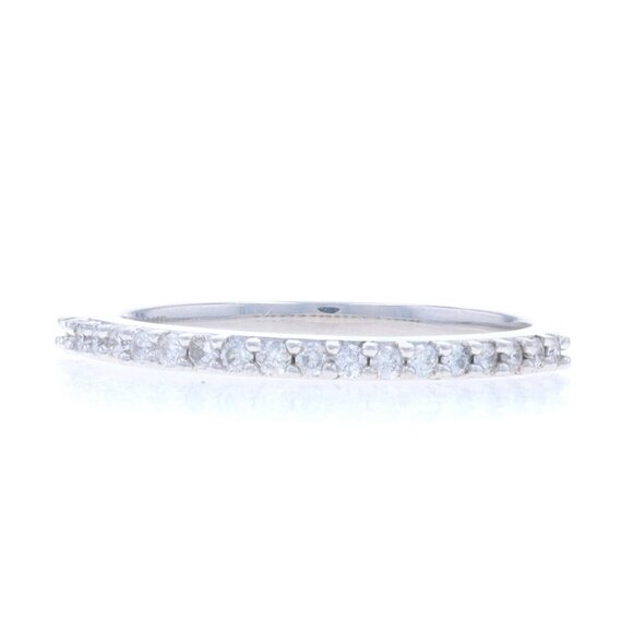 White Gold Diamond Wedding Band 14k Round Brilliant .15ctw Ring - Picture 1 of 7